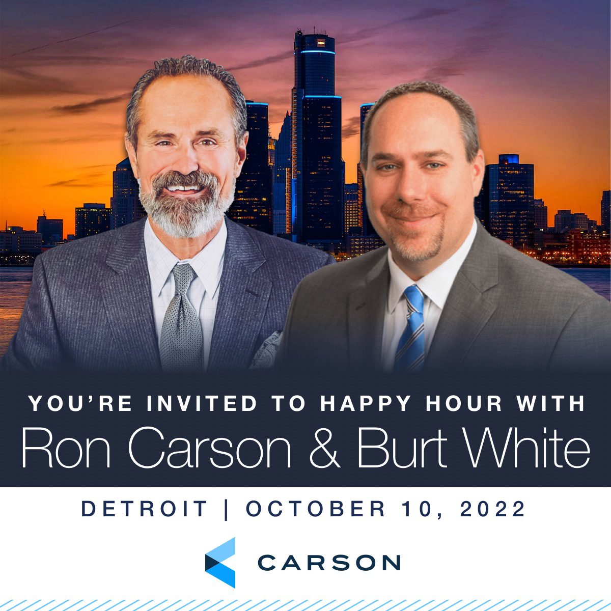 Join Ron Carson and Burt White for Happy Hour in Detroit