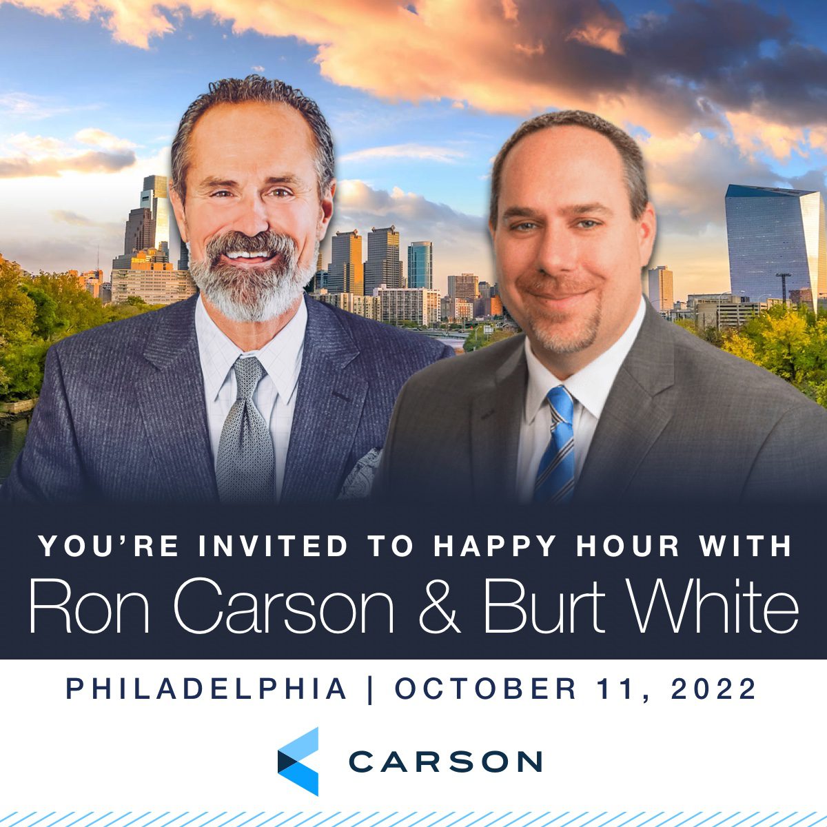 Join Ron Carson and Burt White for Happy Hour in Philadelphia