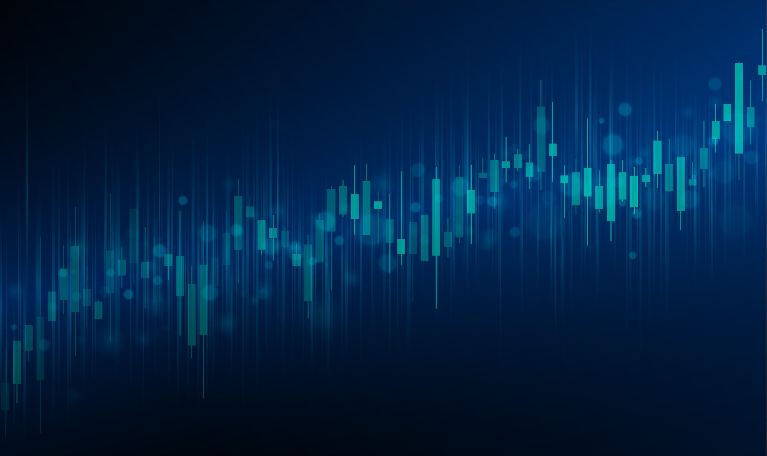 Turquoise blue arrows moving up to indicate stock market growth